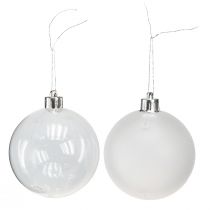 Artículo Bolas navideñas de plástico transparente lechoso Ø70mm 18uds