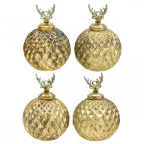 Bolas de Navidad reno decoraciones para árboles de Navidad oro vintage Ø7cm 4ud