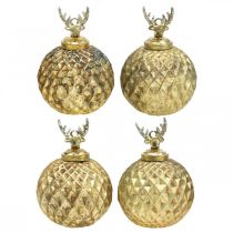 Artículo Bolas de Navidad reno decoraciones para árboles de Navidad oro vintage Ø7cm 4ud