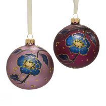 Bolas navideñas de cristal violeta bolas de árbol de Navidad flor Ø8cm 6ud