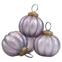 Artículo Bolas navideñas de cristal violeta bolas de árbol de Navidad vintage Ø6cm 4ud