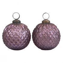 Bolas navideñas de cristal violeta bolas de árbol de Navidad vintage Ø7cm 4ud