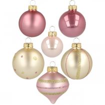 Artículo Bolas navideñas cristal rosa amarillo surtido Ø4,5-7cm 20 piezas