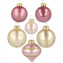 Artículo Bolas de Navidad cristal rosa amarillo clasificadas Ø4,5-7cm 20p