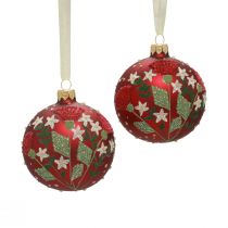 Artículo Bolas navideñas de cristal rojas bolas de árbol de Navidad prado Ø8cm 6ud