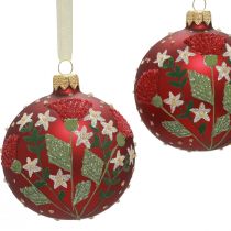Artículo Bolas navideñas de cristal rojas bolas de árbol de Navidad prado Ø8cm 6ud