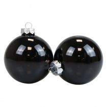 Artículo Bolas navideñas de cristal bolas de árbol negras brillantes Ø7,5cm 12 piezas
