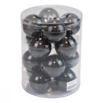 Artículo Bolas navideñas de cristal bolas de árbol negras brillantes Ø7,5cm 12 piezas
