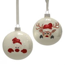 Artículo Bolas navideñas de cristal bolas blancas para árboles de Navidad invierno Ø8cm 6ud
