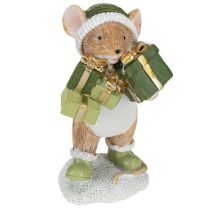 Artículo Decoración navideña de ratones, ratón verde y marrón, 8 cm de alto, 2 unidades
