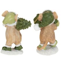 Artículo Decoración navideña de ratones, ratón verde y marrón, 8 cm de alto, 2 unidades