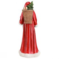 Artículo Figura de Papá Noel con cesta rojo blanco verde oro Al. 36 cm
