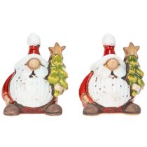 Artículo Figura de Papá Noel con adorno de árbol de Navidad, 7 cm, 2 piezas
