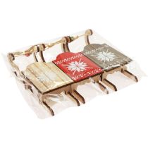 Artículo Trineo navideño trineo decorativo madera 16x6x5cm 3ud