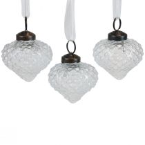 Artículo Adornos navideños decoración de vidrio cebolla diamante transparente Ø5,5cm 9 piezas