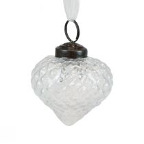 Artículo Adornos navideños decoración de vidrio cebolla diamante transparente Ø5,5cm 9 piezas