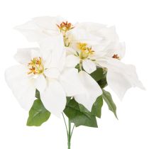 Artículo Flor de Pascua artificial, blanca, flor grande, planta decorativa, 40 cm