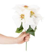 Artículo Flor de Pascua artificial, blanca, flor grande, planta decorativa, 40 cm
