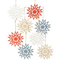 Artículo Estrella navideña de madera para colgar Ø12/15cm 8 piezas