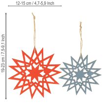 Artículo Estrella navideña de madera para colgar Ø12/15cm 8 piezas