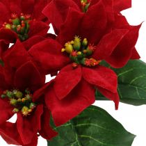 Artículo Decoración de flores artificiales de seda roja de nochebuena, 6 piezas en un ramo