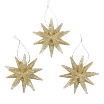 Poinsettias adornos navideños brillo dorado Ø7cm 6ud