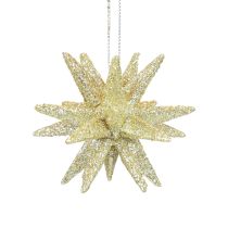 Poinsettias adornos navideños brillo dorado Ø7cm 6ud