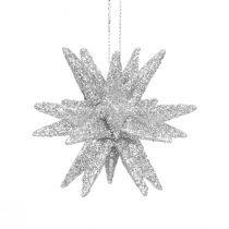 Artículo Poinsettias Adornos navideños brillo plateado Ø7cm 6 piezas