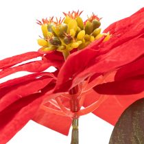 Artículo Flor de Pascua artificial roja de un solo tallo, decoración de 82 cm.