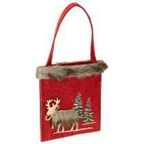 Artículo Bolsa navideña roja con pelo 15,5cm x 18cm 3uds