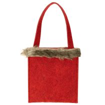 Artículo Bolsa navideña roja con pelo 15,5cm x 18cm 3uds