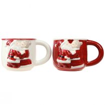 Artículo Taza navideña de cerámica pareja navideña rojo blanco H8,5cm 2ud