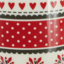 Artículo Taza navideña de cerámica roja y blanca Ø10cm H9cm
