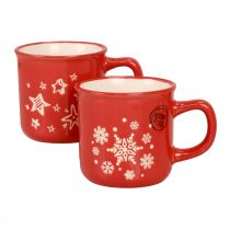 Tazas navideñas taza taza de cerámica roja H9cm 2 piezas