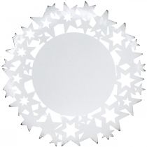 Plato navideño plato decorativo de metal con estrellas blanco Ø34cm