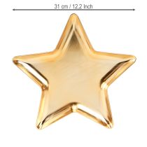 Artículo Plato navideño estrella decoración plato plástico dorado Ø31cm