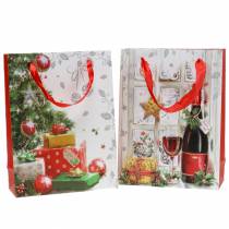 Artículo Bolsa de regalo de Navidad 8 cm x 18 cm H24 cm juego de 2