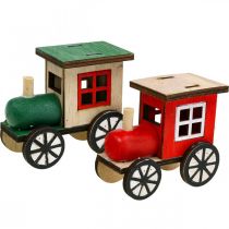 Artículo Tren navideño decoración ferroviaria locomotora de madera Al.7,5 cm 4 piezas