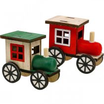 Artículo Tren navideño decoración ferroviaria locomotora de madera Al.7,5 cm 4 piezas