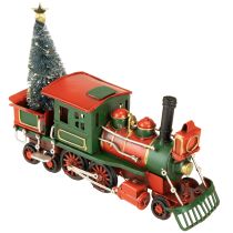 Artículo Tren navideño locomotora decorativa de metal rojo con árbol de Navidad 20cm