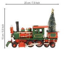 Artículo Tren navideño locomotora decorativa de metal rojo con árbol de Navidad 20cm