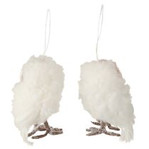 Artículo Decoración de búho blanco para colgar pollitos de búho blanco 12 cm 2 piezas