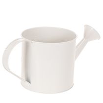 Artículo Regadera de metal blanco con motivo floral, 13,5 cm, maceta decorativa.
