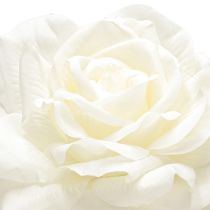Artículo Rosa blanca Rosa falsa sobre tallo Flor de seda Rosa artificial L72cm Ø13cm