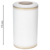 Artículo Cinta de moiré blanca para coronas con borde de perlas doradas, 175 mm - Elegante cinta para decoración y floristería.