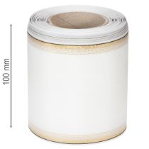 Artículo Cinta de muaré blanca con borde de perla y ribete de tafetán, cinta decorativa, cinta de luto, ancho 100 mm, largo 25 m