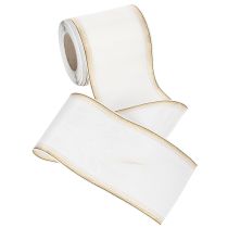 Artículo Cinta de muaré blanca con borde de perla y ribete de tafetán, cinta decorativa, cinta de luto, ancho 100 mm, largo 25 m