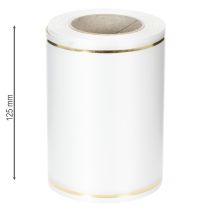 Artículo Cinta blanca para corona con borde dorado para impresión por ordenador, cinta satinada, impermeable, 25 m x 125 mm