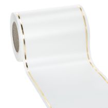 Artículo Cinta blanca para corona con borde dorado para impresión por ordenador, cinta satinada, impermeable, 25 m x 125 mm