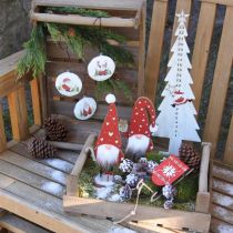 Gnomo de madera decoración gnomo navideño Al. 26/30 cm 2 uds.